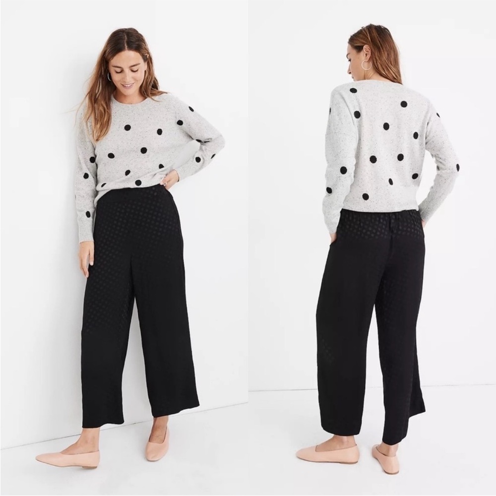 Madewell Drapey Jacquard Huston Pull-On Polka Dot Crop Pants